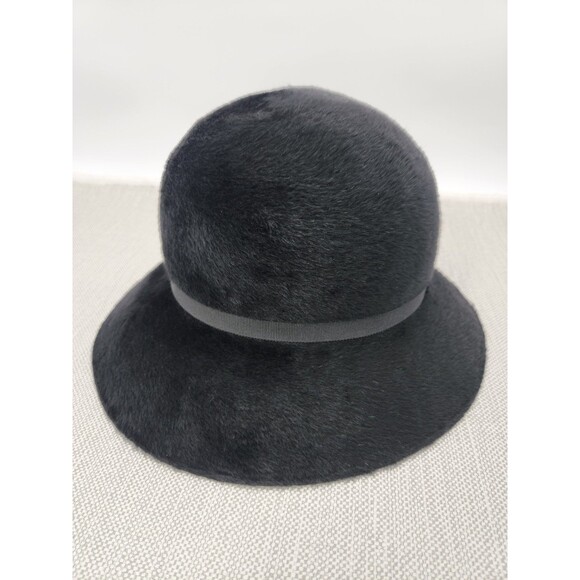 Brunschwig 21 Inch Vintage Hat Black Cloche Fedora Faux Fur Classic Switzerland main image 12